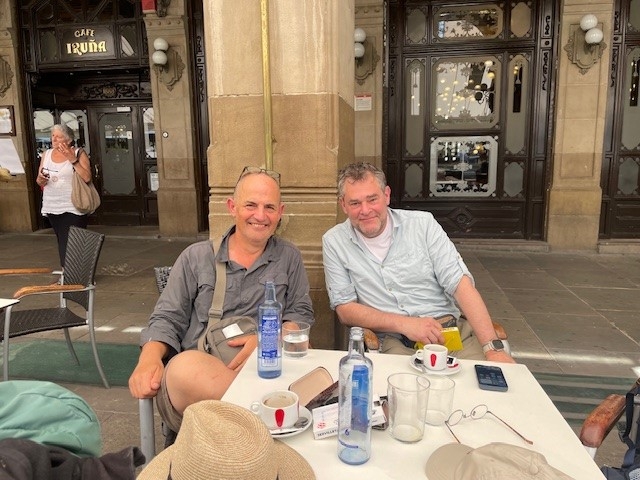 At Cafe Iruna in Pamplona At Cafe Iruna in Pamplona
